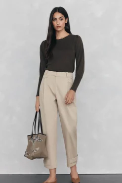 Jersey canalé manga abullonada