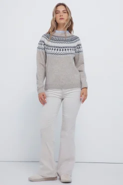 Jersey cenefa jacquard cuello combinado