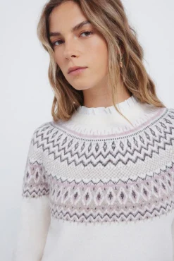 Jersey cenefa jacquard cuello combinado