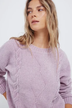 Jersey chenilla cable knit