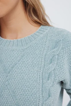 Jersey chenilla cable knit