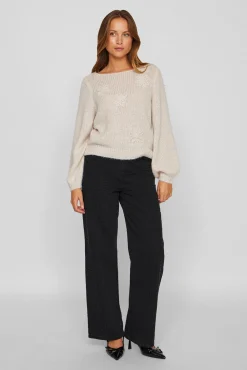 Jersey con flores de punto con lana