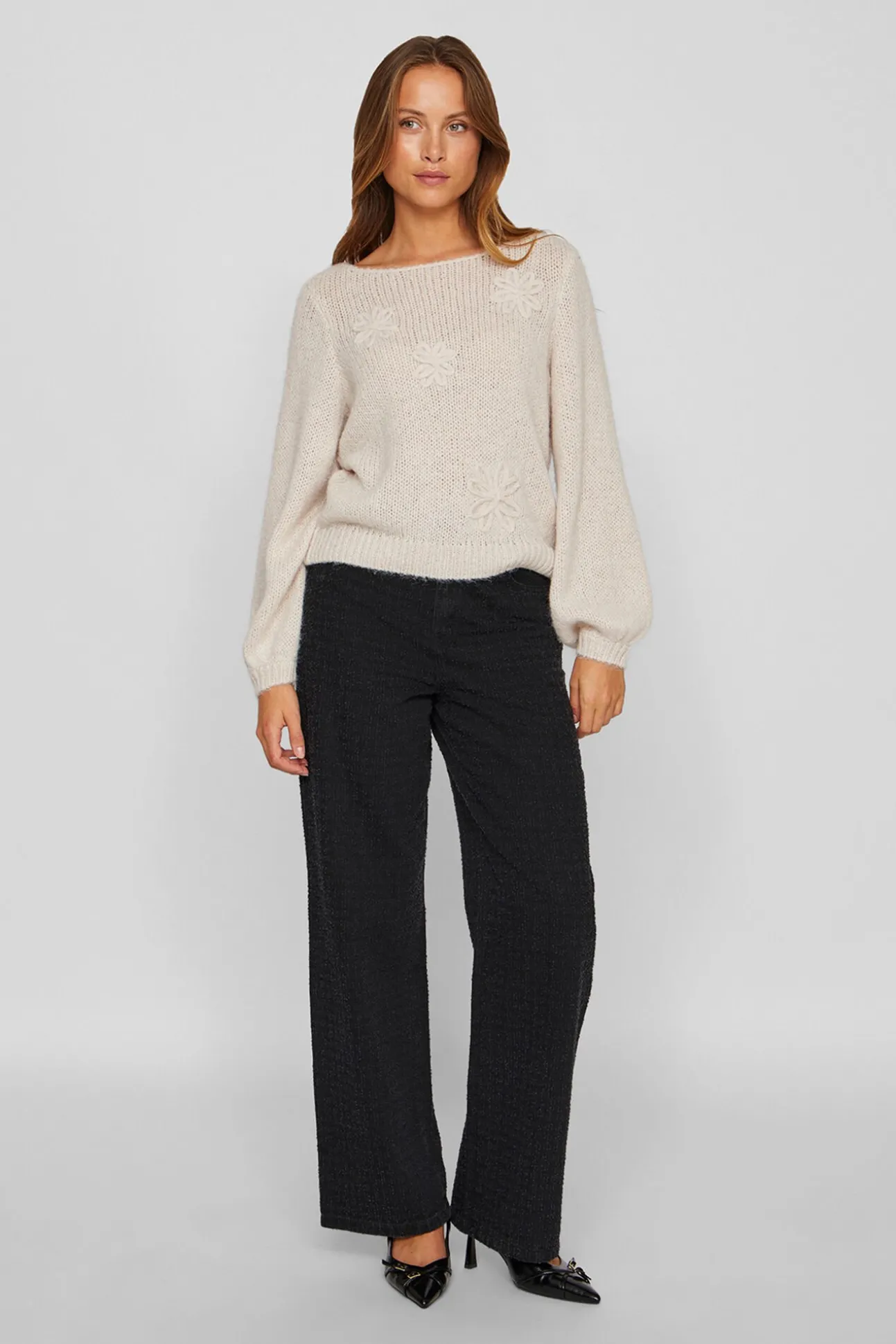 Jersey con flores de punto con lana