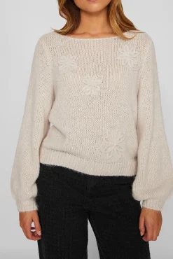 Jersey con flores de punto con lana