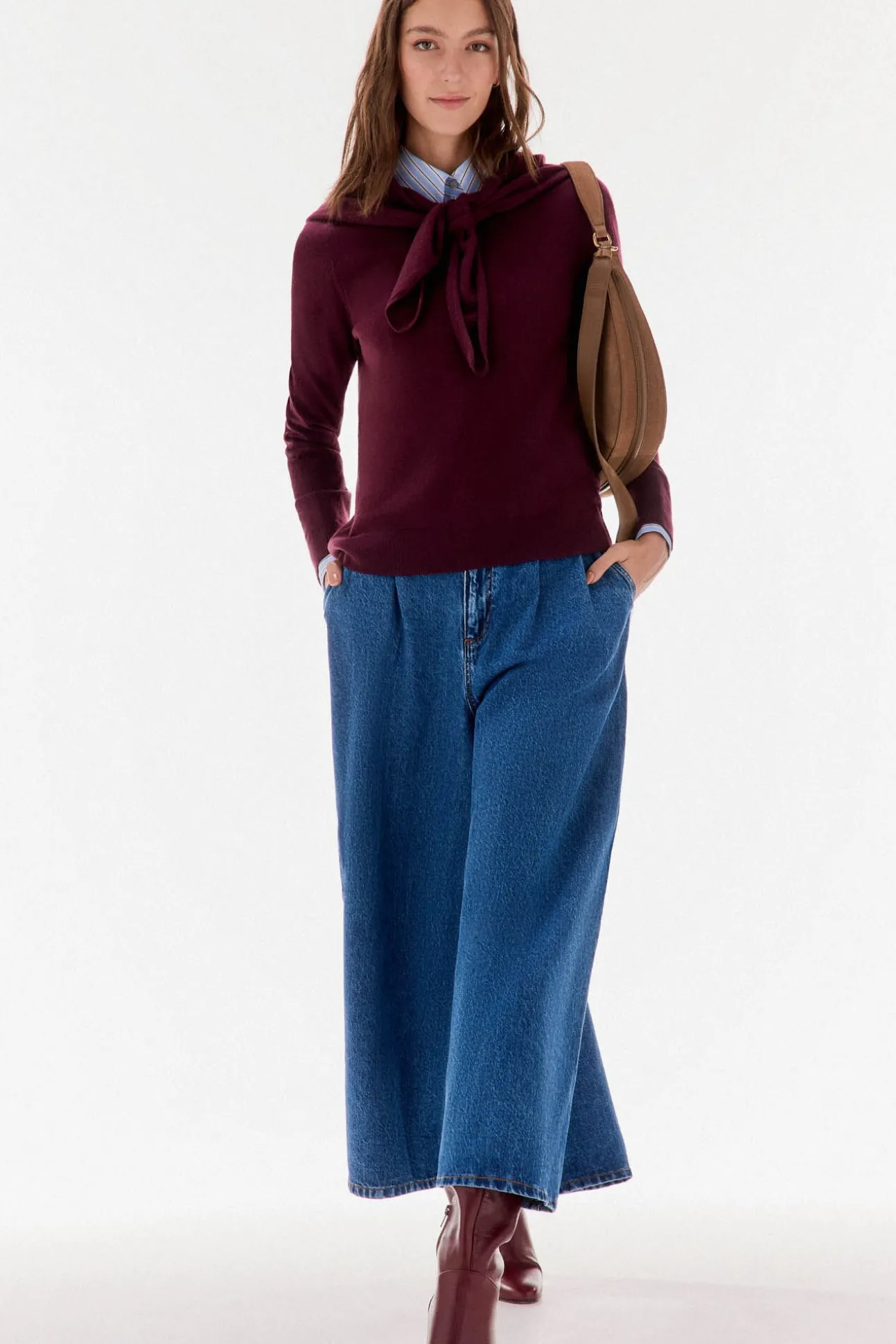 Jersey con fular 100% lana