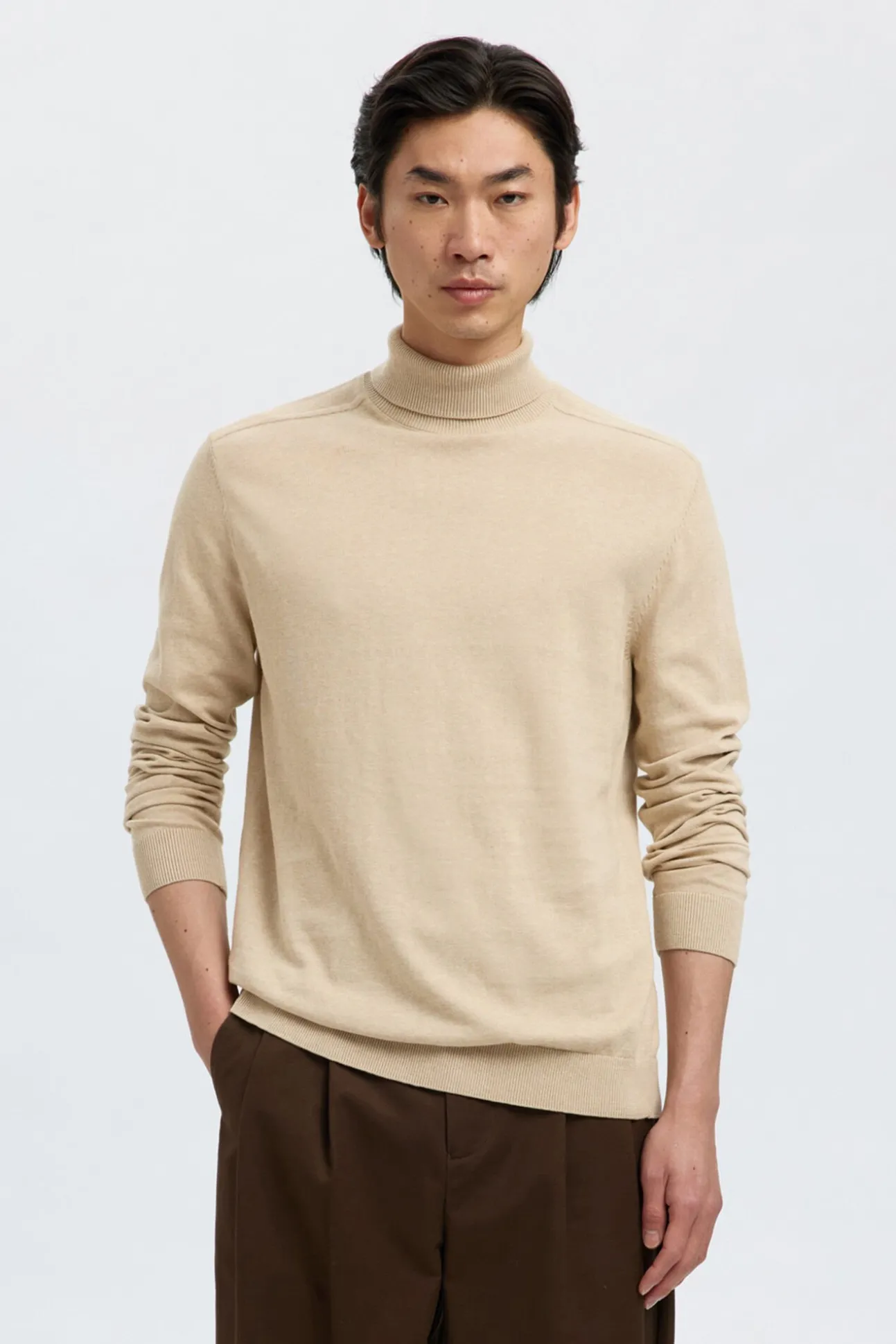 Jersey cuello alto algodón orgánico