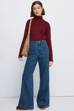 Jersey cuello alto botones puños