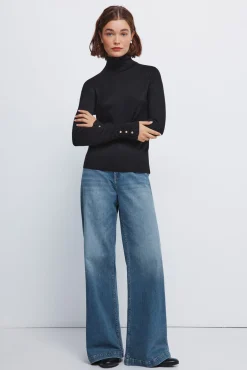 Jersey cuello alto botones puños