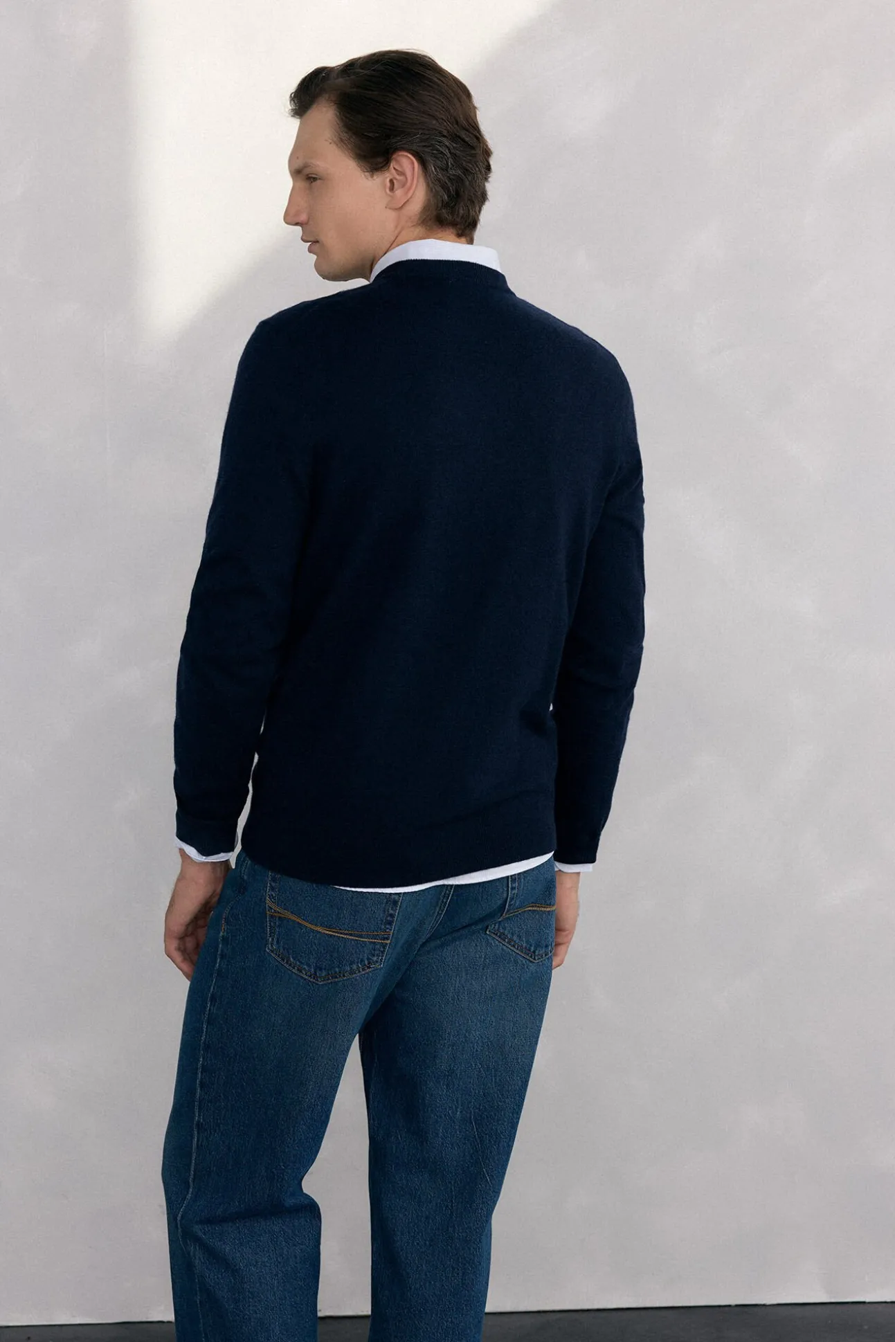 Jersey cuello caja lana merino y cashmere