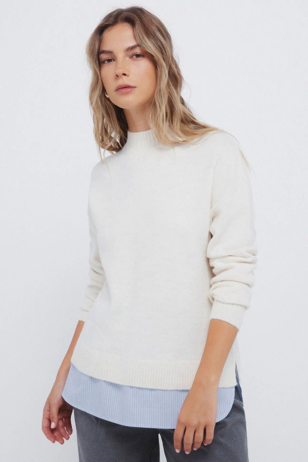 Jersey cuello perkins combinado