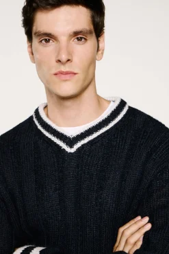 Jersey cuello pico lana y alpaca