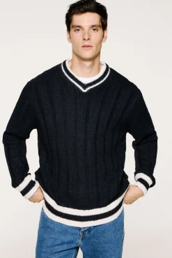 Jersey cuello pico lana y alpaca