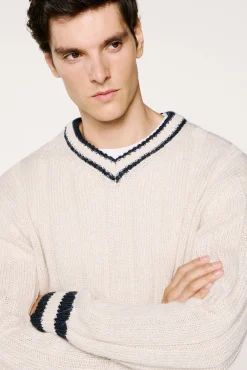 Jersey cuello pico lana y alpaca