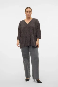 Jersey cuello pico lúrex talla grande