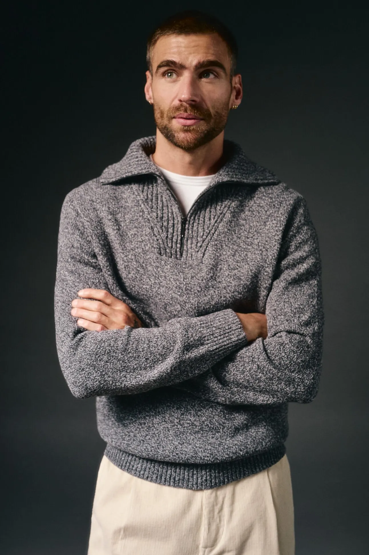 Jersey cuello polo cremallera algodón