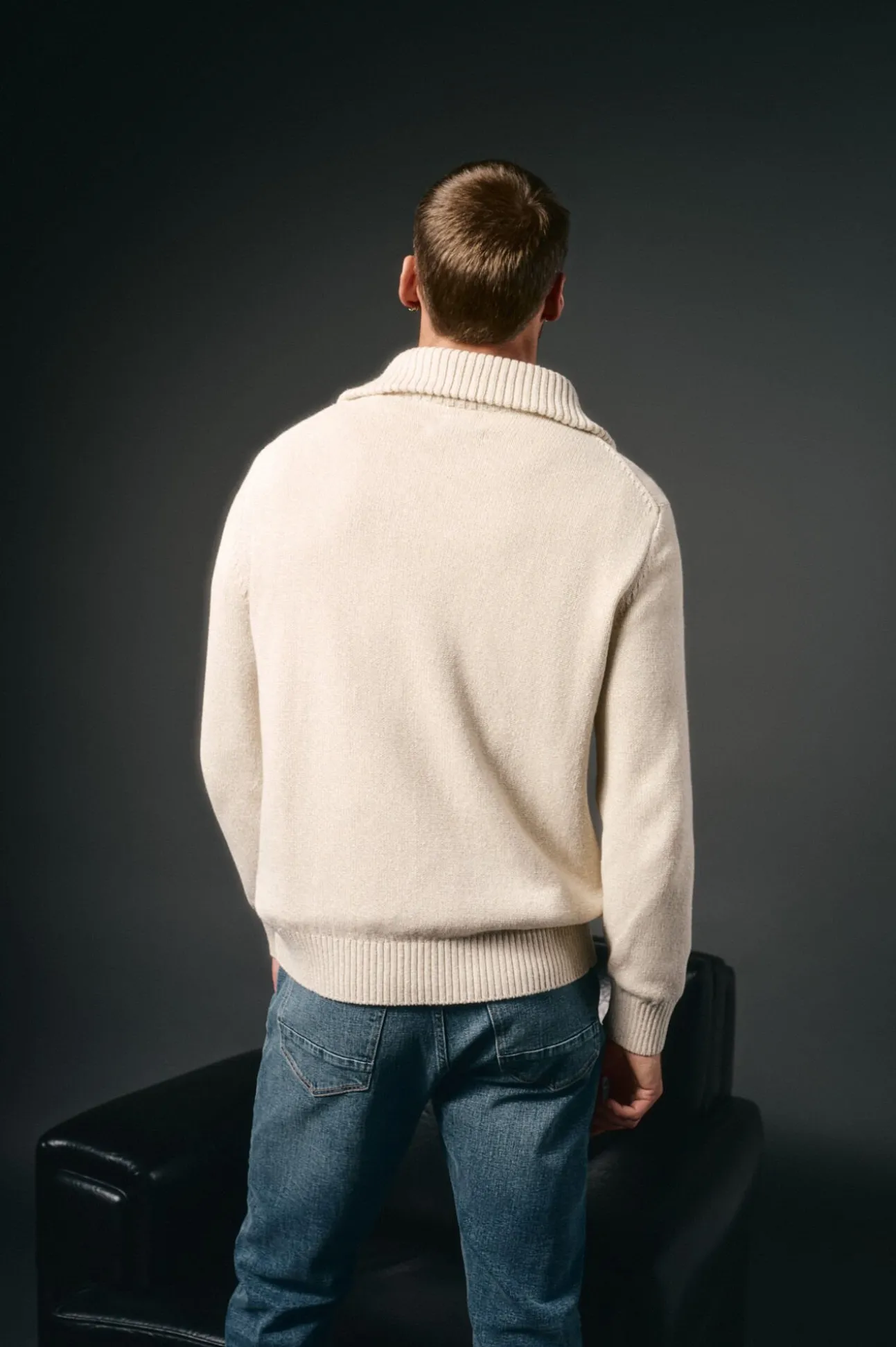 Jersey cuello polo cremallera algodón