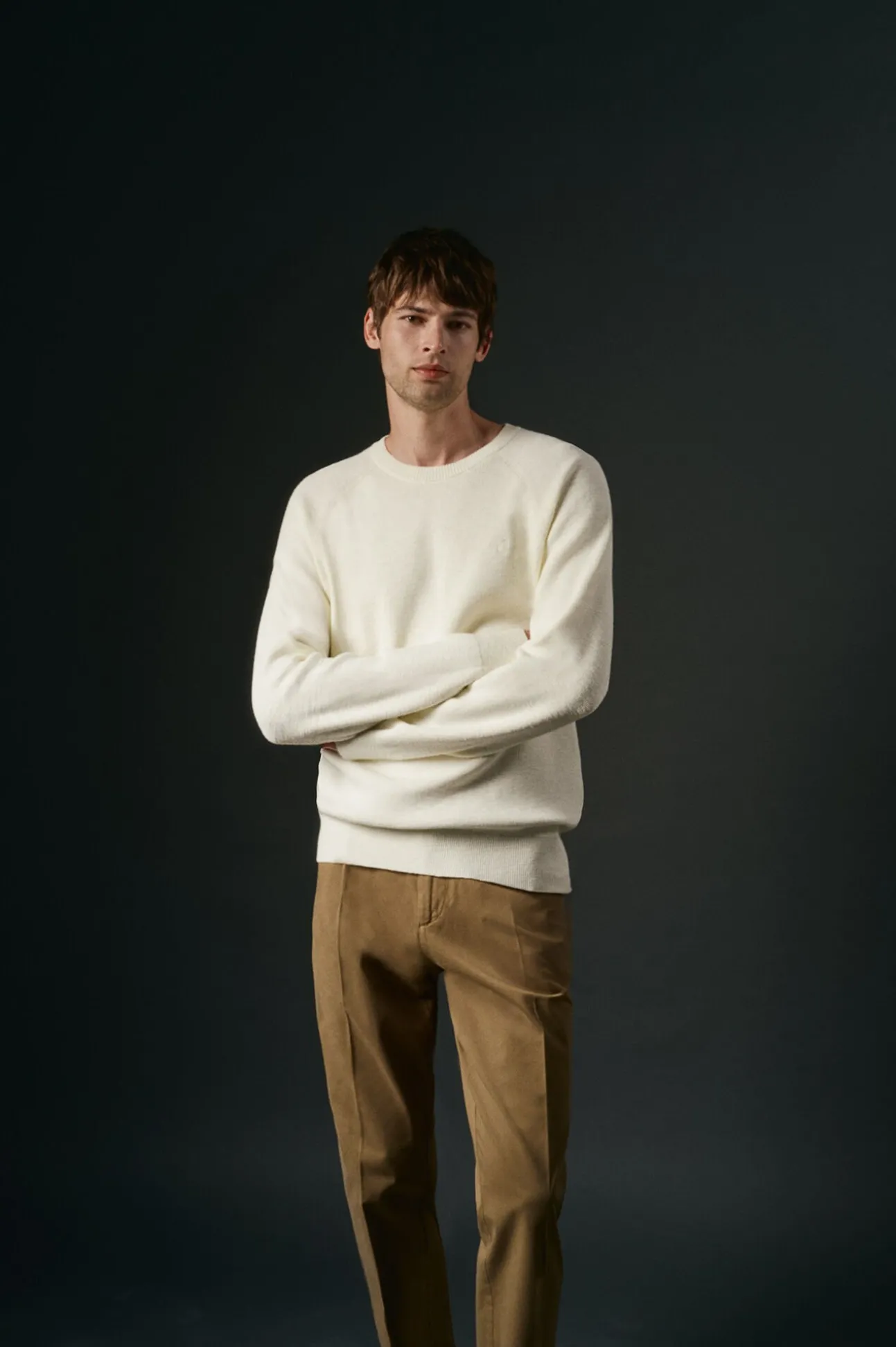 Jersey cuello redondo crudo algodón