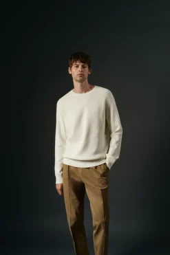 Jersey cuello redondo crudo algodón