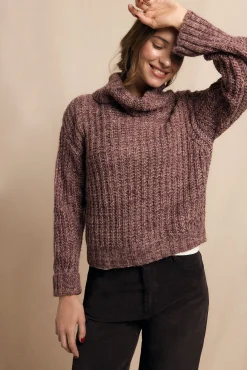 Jersey cuello vuelto bicolor