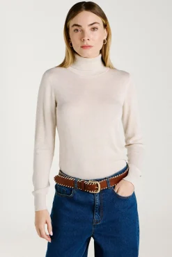 Jersey de cuello alto con viscosa