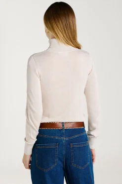 Jersey de cuello alto con viscosa