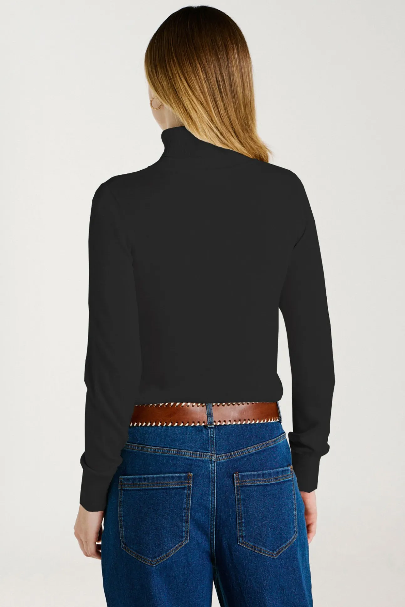 Jersey de cuello alto con viscosa