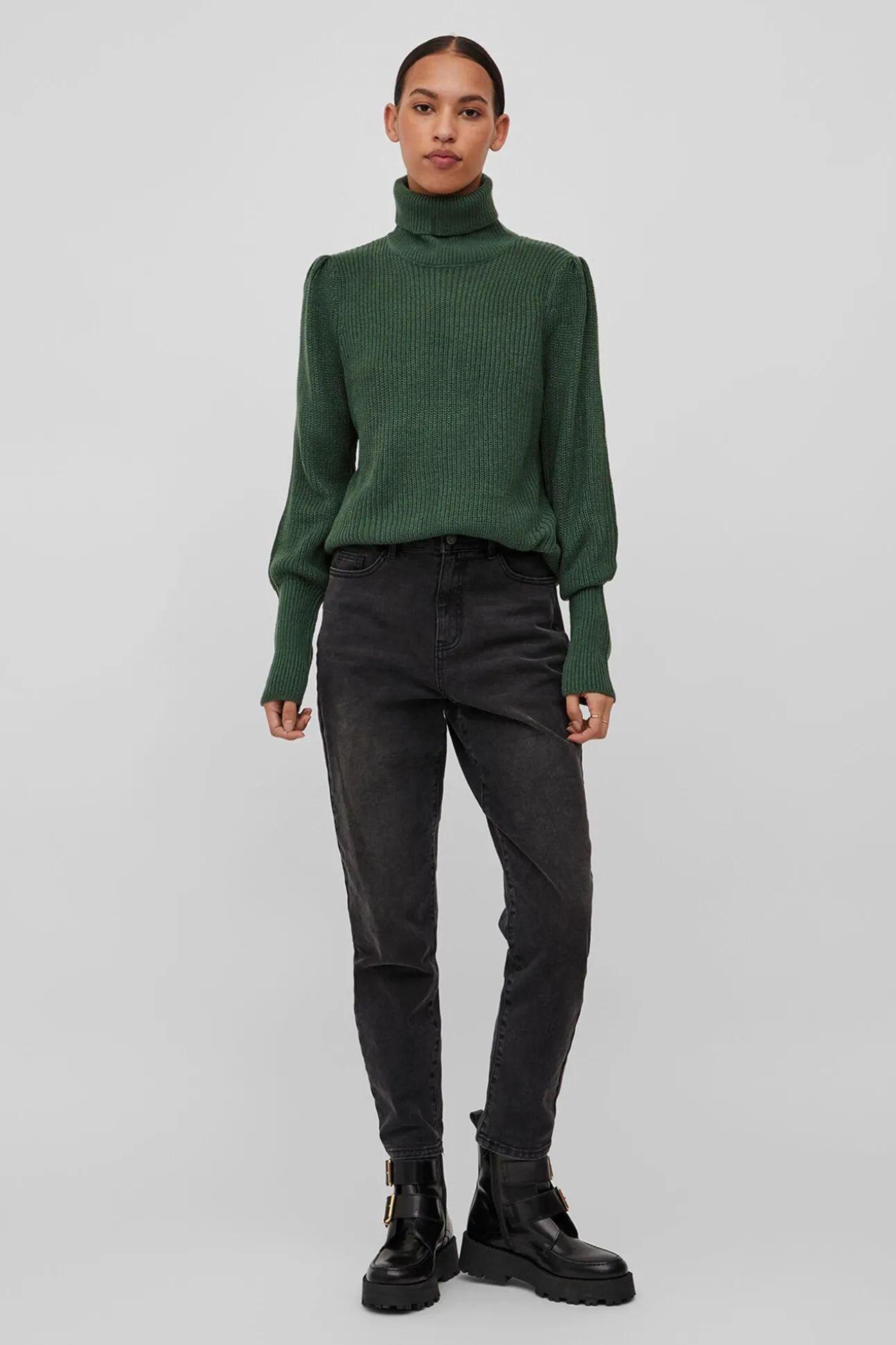 Jersey de cuello vuelto con canalé