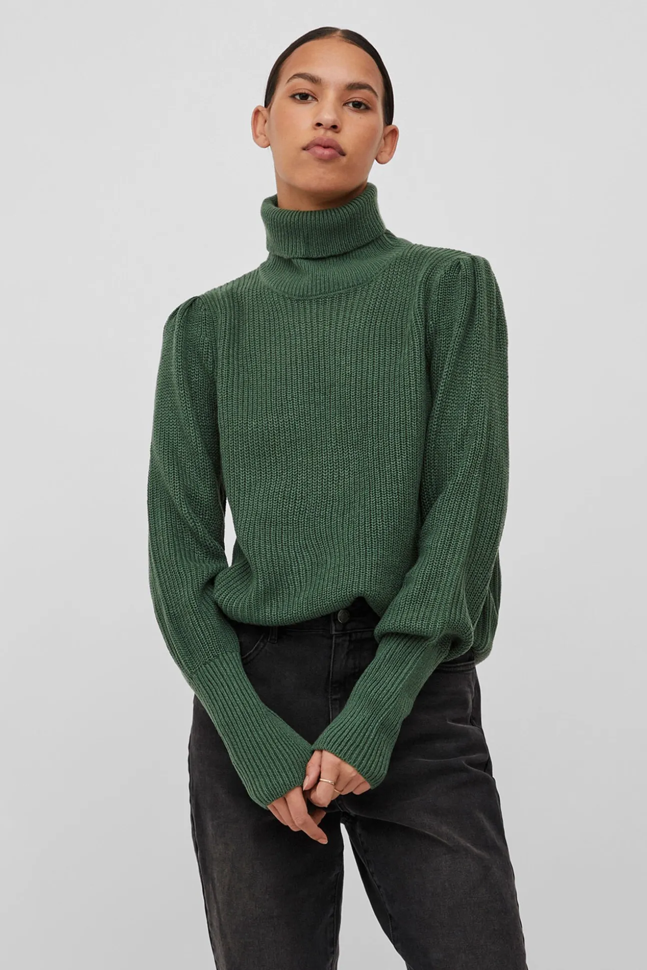 Jersey de cuello vuelto con canalé