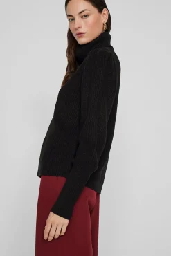 Jersey de cuello vuelto con canalé