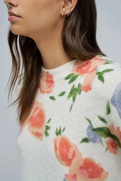 Jersey de lana y mohair con estampado floral