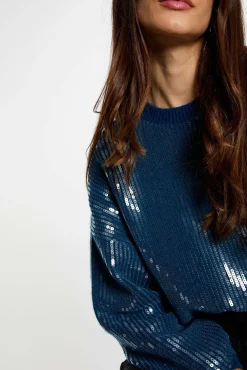 Jersey de lentejuelas cuello redondo