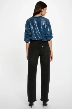 Jersey de lentejuelas cuello redondo