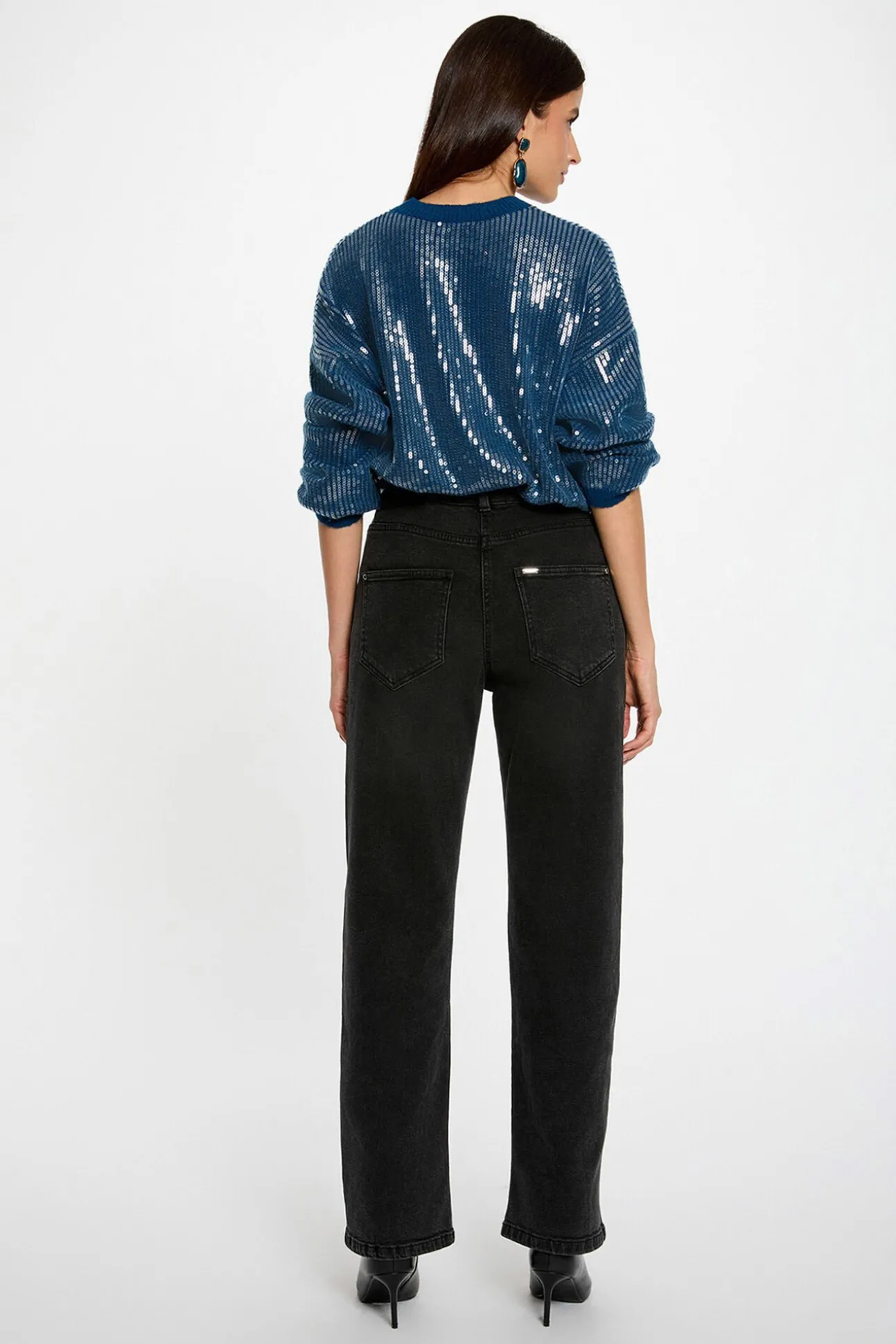 Jersey de lentejuelas cuello redondo