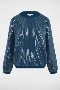 Jersey de lentejuelas cuello redondo