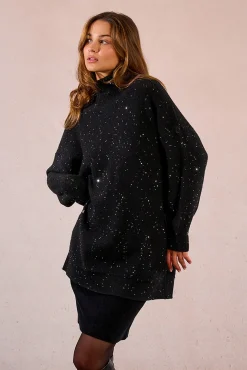 Jersey de manga larga con abalorios brillantes