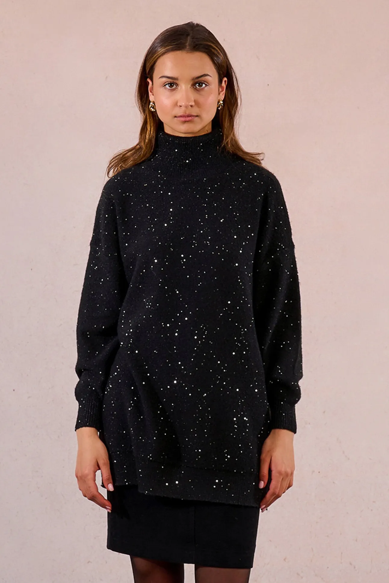 Jersey de manga larga con abalorios brillantes