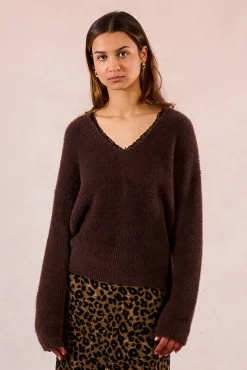 Jersey de manga larga con encaje en el escote