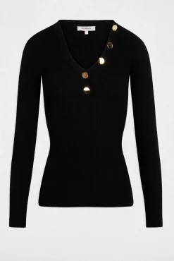 Jersey de manga larga punto fino botones