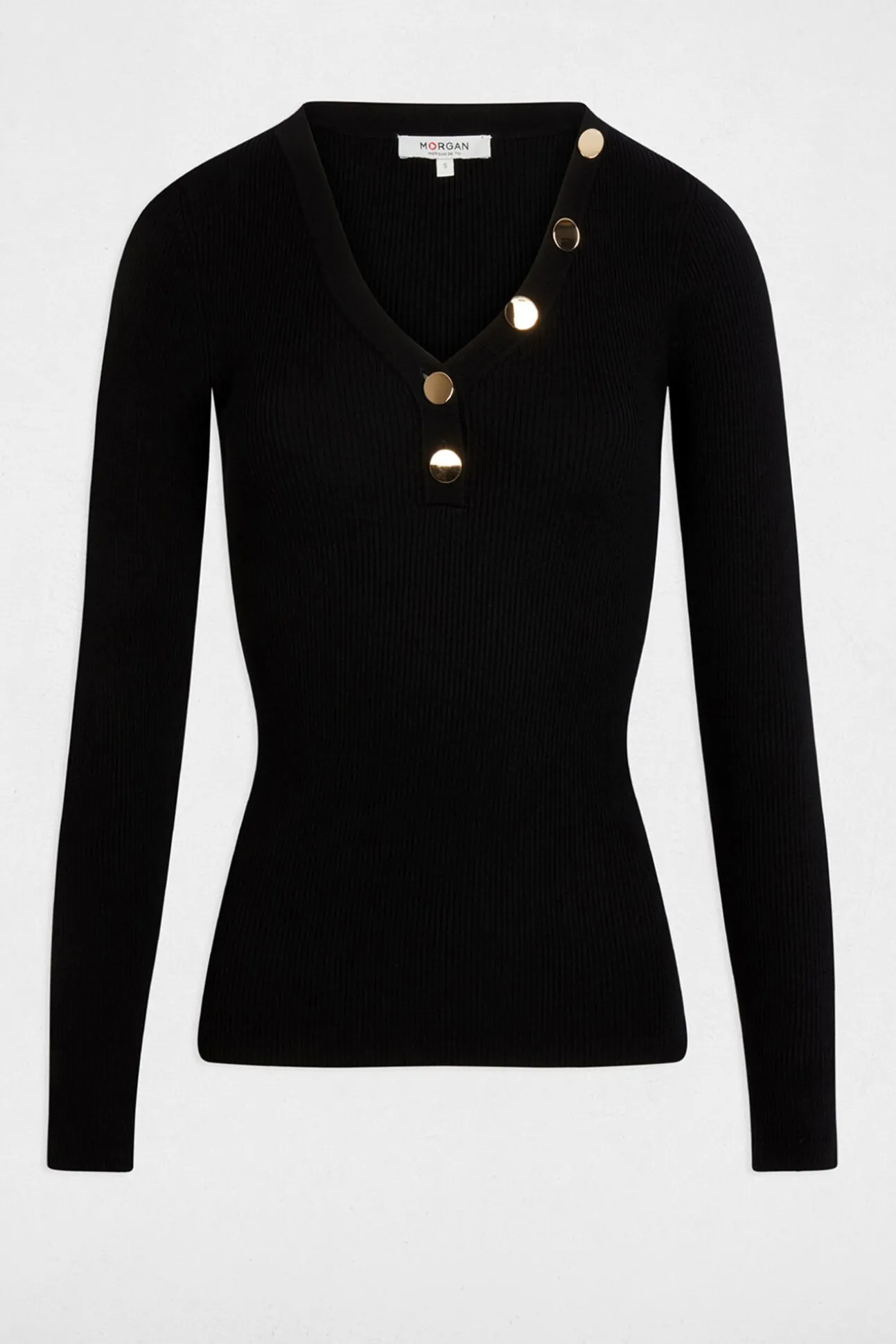 Jersey de manga larga punto fino botones