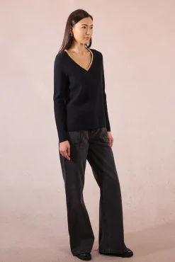 Jersey de manga larga ribete dorado