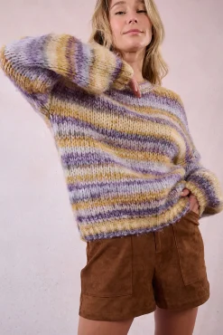 Jersey de mujer de manga larga estampado rayas