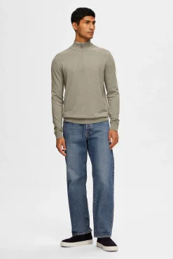 Jersey de punto con media cremallera 100% algodón