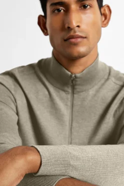 Jersey de punto con media cremallera 100% algodón