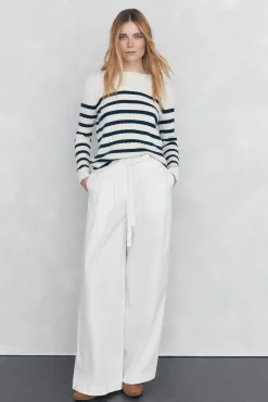 Jersey de rayas canalé botón dorado