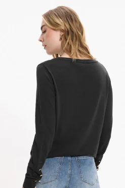 Jersey de viscosa con botones en los puños