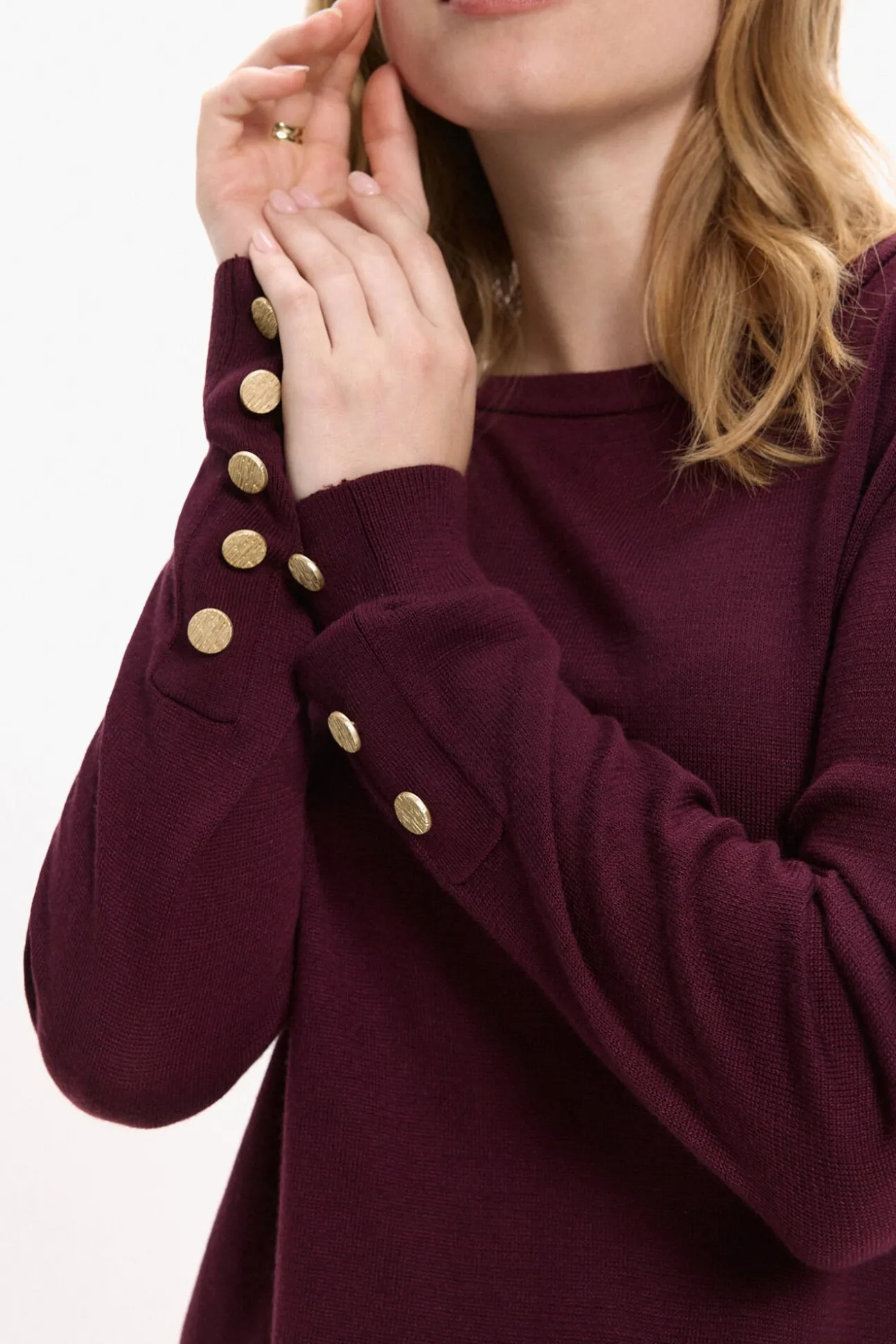 Jersey de viscosa con botones en los puños