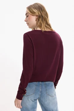 Jersey de viscosa con botones en los puños