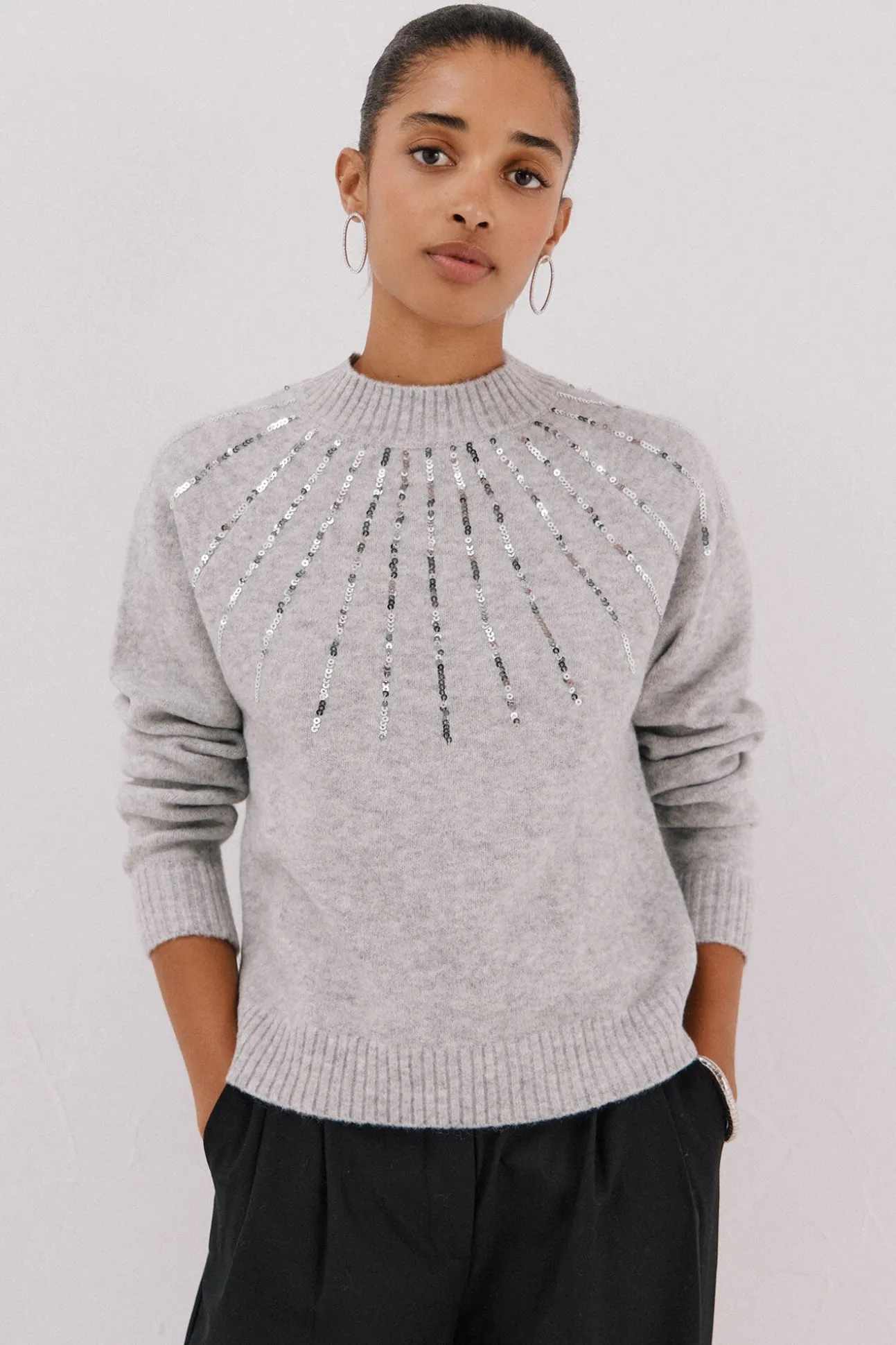 Jersey delantero lentejuelas.