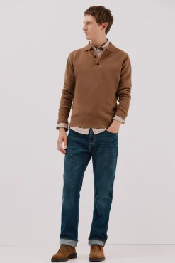Jersey estructura lana cuello polo botones