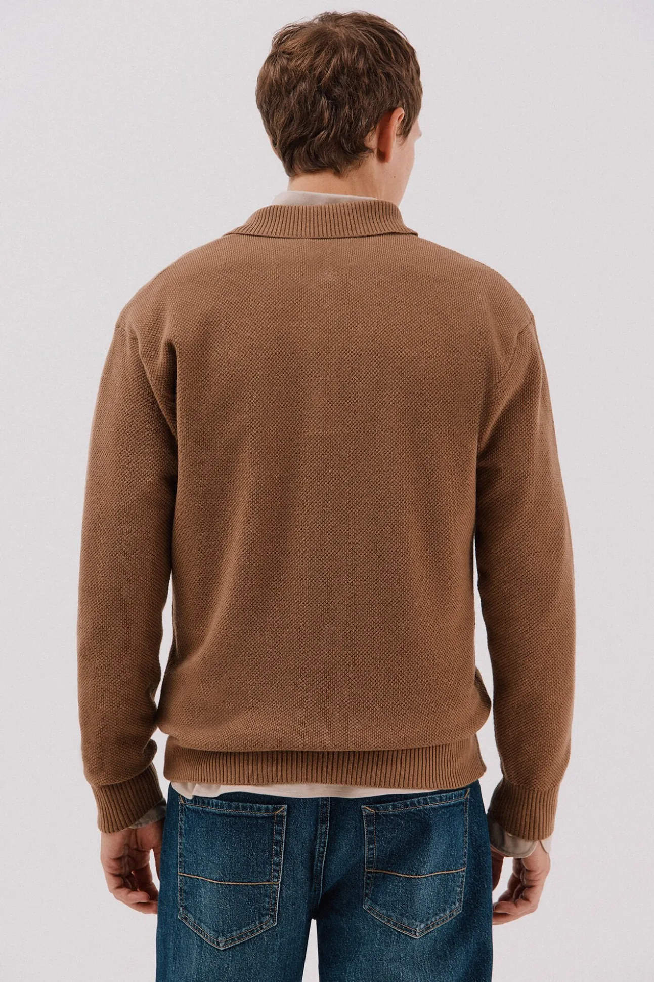 Jersey estructura lana cuello polo botones